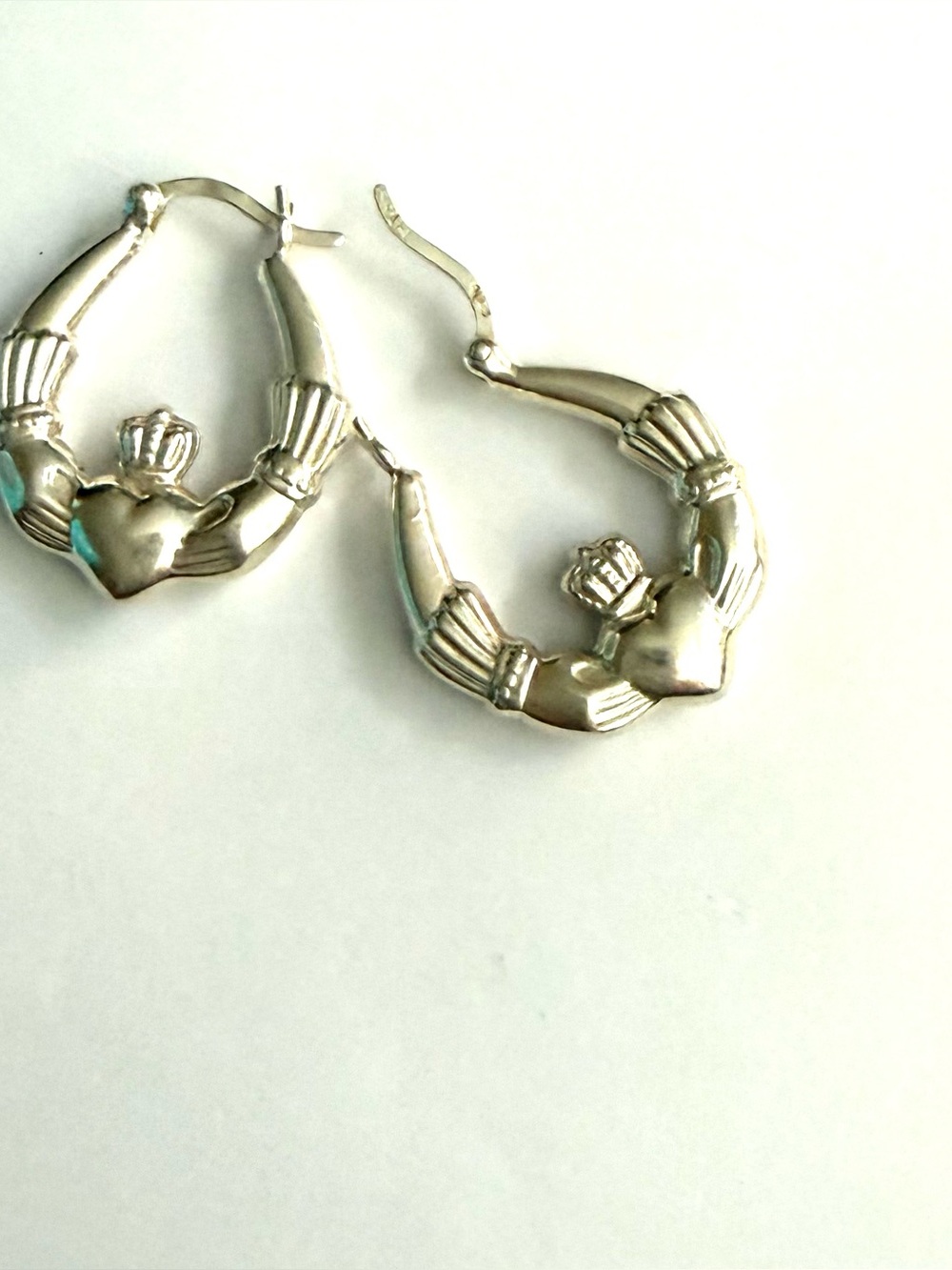 Zales Silver Claddagh Hoop Earrings